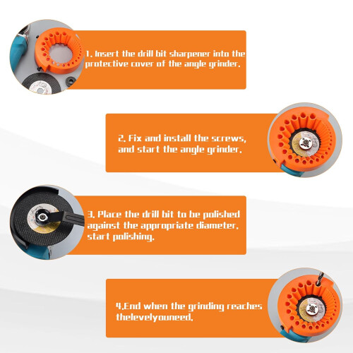 Drill Bit Sharpener With 3 Adjustment Screws Angle Grinder Compatible 13mm Drill Bits Orange DIY Professional Use 2