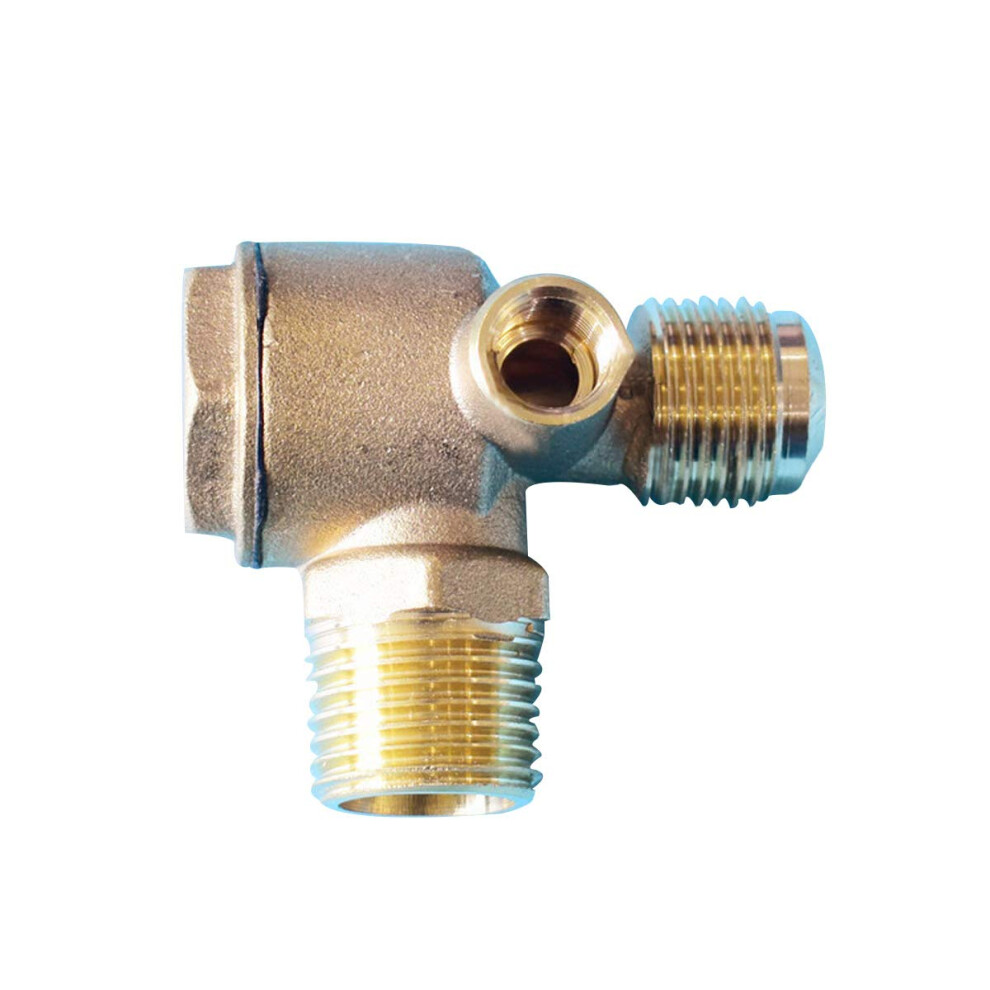 Air Compressor Check Valve Brass Threaded 3-Port Tube Connector Female 1/2 In X 1/2 In X 1/8 In 9354506835293