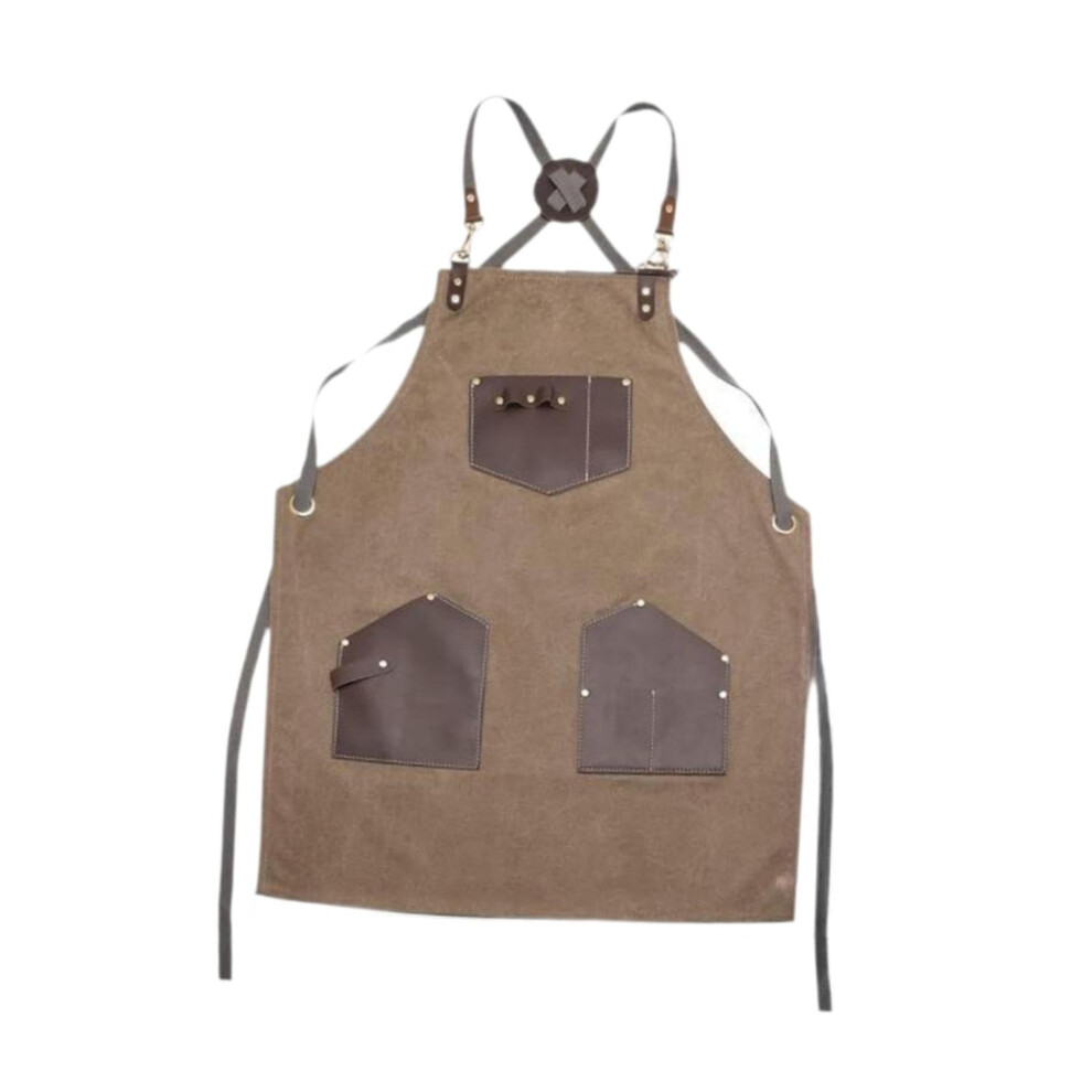 Canvas Apron With Multiple Pockets Hairdresser Apron Hair Stylist Apron Barber Apron Brown 9393856857005