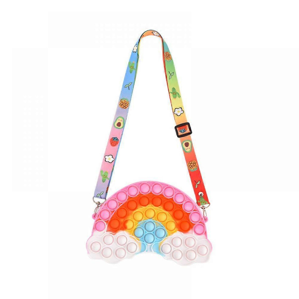 Kikidex (As Show, One Size) Xyc Children's Educational Toys, Silicone Press To Play, Decompression Toys, Children's Messenger Bag - (Rainbow Clouds)