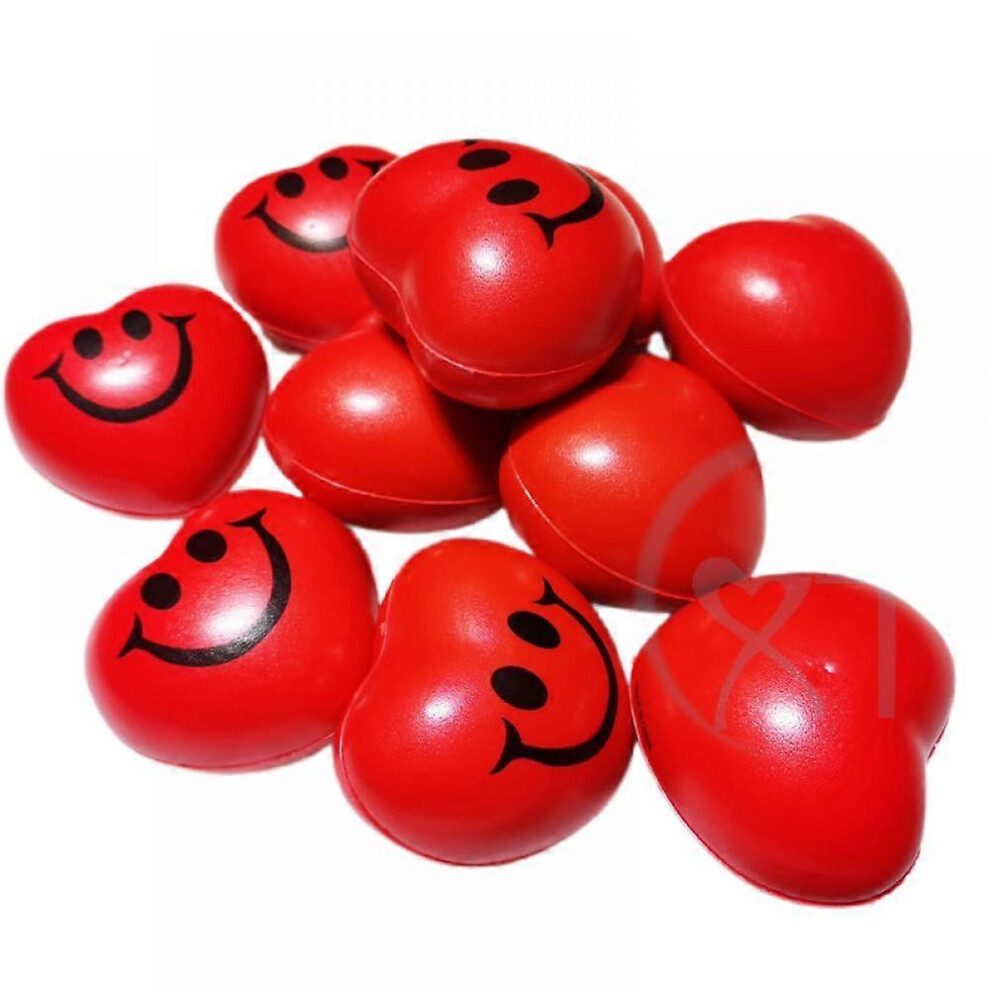 Kikidex (As Show, One Size) Xyc 12 Decompression Pu Balls Heart-Shaped Pu Foam Elastic Balls Red