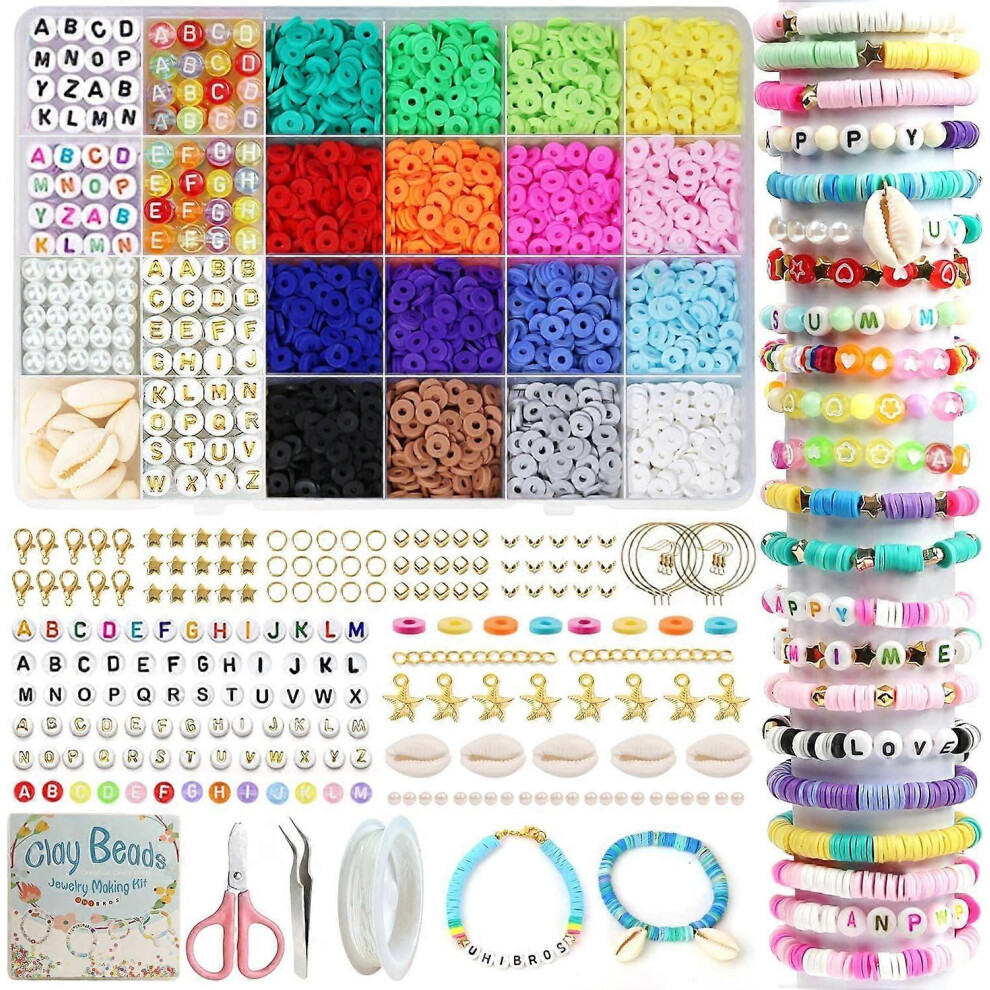 Kikidex (As Show, One Size) 6000 Pcs Clay Beads Bracelet Making Kit, Girls Friendship Bracelet Polymer Heishi Beads With Jewelry Charms Crafts Gifts For Teen Black