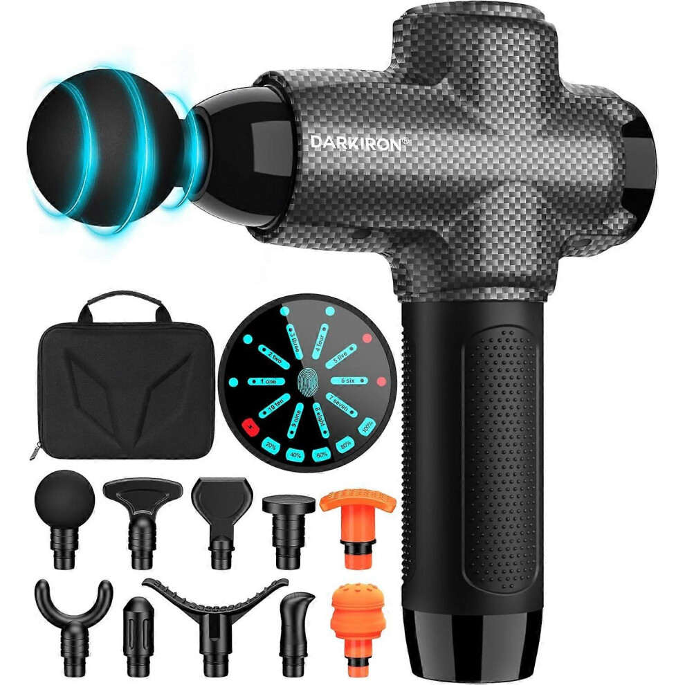 Kikidex (As Show, One Size) 10-Speed Percussion Muscle Massage Gun Deep Tissue For Athletes - With 15 Massage Heads, Carbon Black