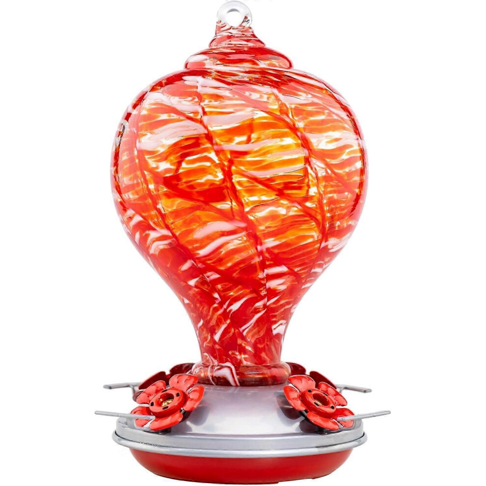 Kikidex (As Show, One Size) Wjhummingbird Feeders For Outdoors Hanging, Blown Glass Hummingbird Feeder, Hummingbird Gifts For Mom, Garden Backyard Decor, Uniq