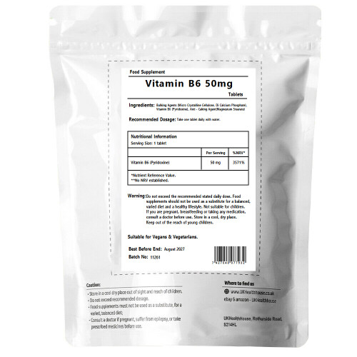 Vitamin B6 50mg 60 Tablets - High Strength - Metabolism Support 1