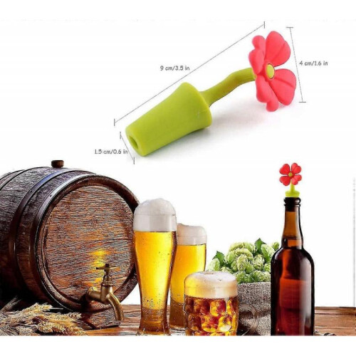 Silicone Sealing Wine Corks, Reusable Wine Flower Corks, Beer Flavoring Bottle Corkscrew Tools (4 Pack, Multicolor) 1