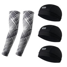 (3 black + 2 geometric sleeves, One size) Cycling Cap, Protection Sports Cycling Cap, Hiking Hat, Breathable Sweat-absorbent Helmet Liner, Summer Sports Cap for Men & Women,