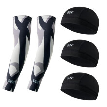 (3 black + 2 striped sleeves, One size) Cycling Cap, Protection Sports Cycling Cap, Hiking Hat, Breathable Sweat-absorbent Helmet Liner, Summer Sports Cap for Men & Women,