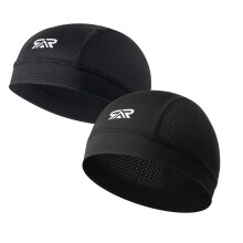 (Black + breathable black, One size) Cycling Cap, Protection Sports Cycling Cap, Hiking Hat, Breathable Sweat-absorbent Helmet Liner, Summer Sports Cap for Men & Women,