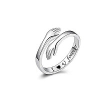 hug Rings for Couples Hand Hug Rings Hugging Hands Open Promise Ring for Women Men