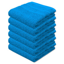 (Sky) A & B TRADERS - 6X Guest Towels 100% Egyptian Cotton - Size 30cm x 50cm - Soft Quick Dry - Small Hand Towels Pack