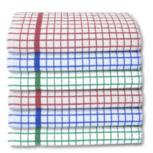 (MIX ( RED + BLUE + GREEN )) 100% Cotton Terry Towelling Tea Towels | Pack of 6 | Kitchen Hand Towels Dish Cloth Super Absorbent Soft Touch Long-lasting Water Absorbent