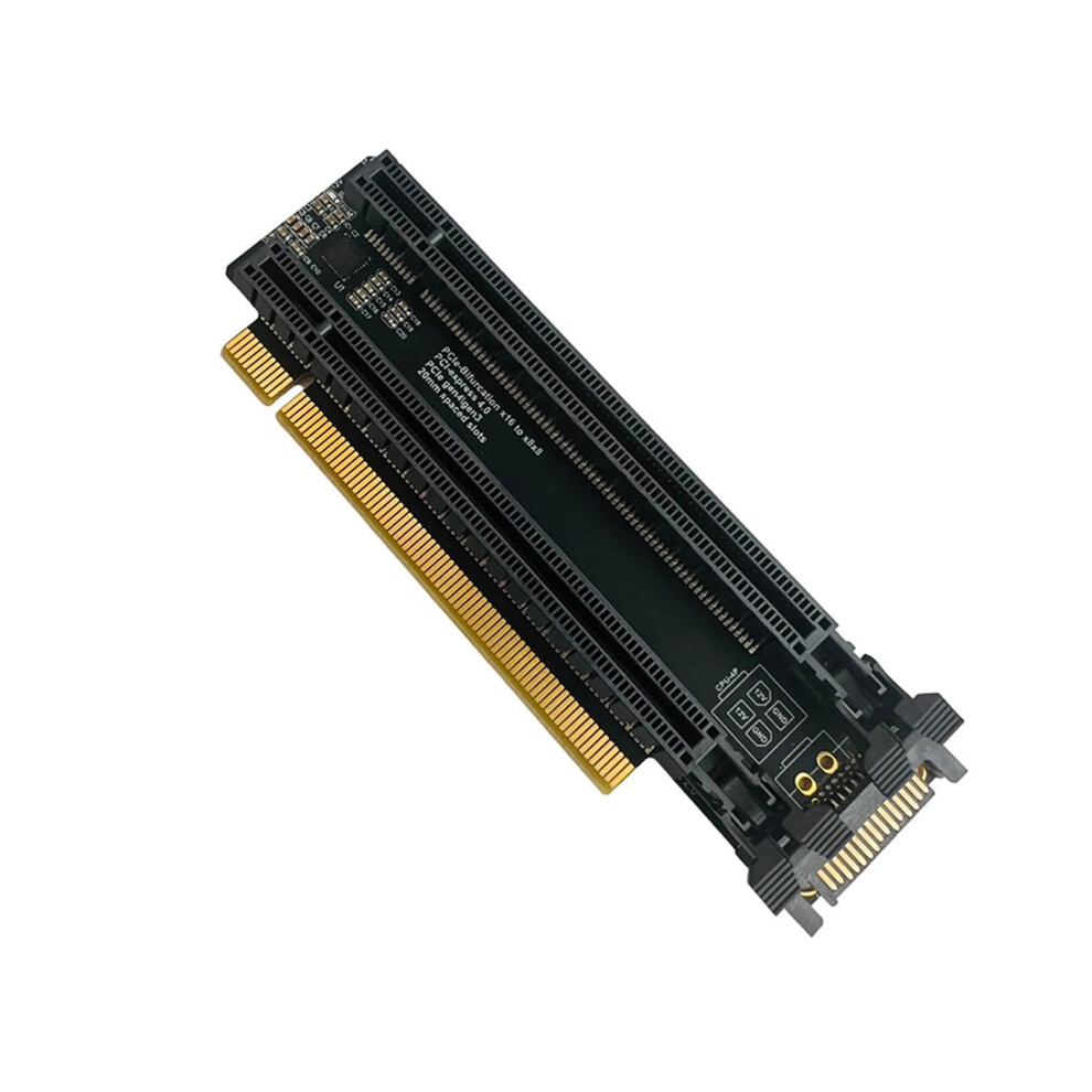 Pcie-Bifurcation X16 To X8x8 Expansion Card Gen4 Compatible, 1 To 2 Port Split Adapter, 4P Power Port Golden/Gold 9393856857883