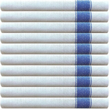 (Default) 10 Pack Cotton Catering Kitchen Cloth Harringbone Blue Stripe Tea Towels Restaurant Bar Glass Cloths Washable Reusable Water Absorbent Long-