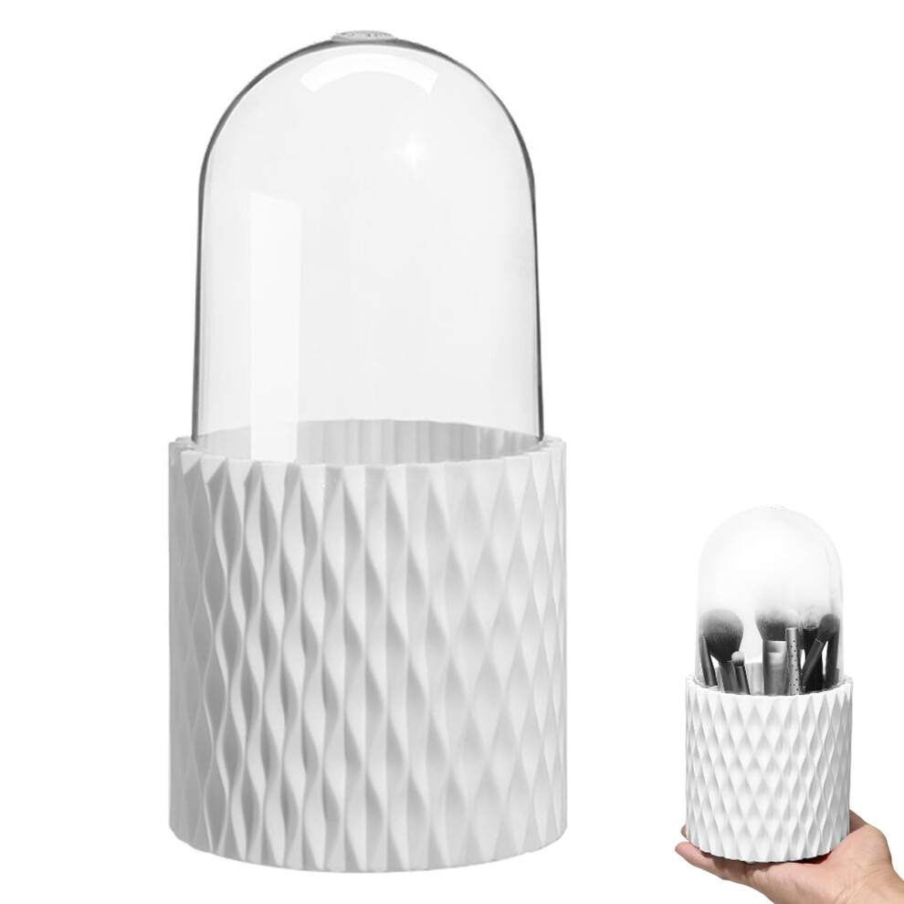 Make Up Brush Holder 9.06x4.33 Inches 360-Degree Rotating Cosmetic Organiser With Lid Waterproof Dustproof Pot