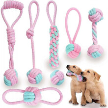 Puppy Chew Toy 8 Week Puppy Chew Puppy Rope Toy 7 Piece Pink Soft Natural Rope Cotton Rope Puppy Toy