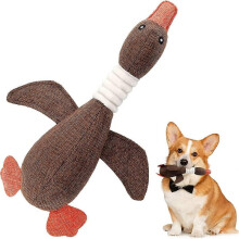 Durable plush chew toy for dog teeth cleaning, goose toy for small to medium dogs (brown goose)