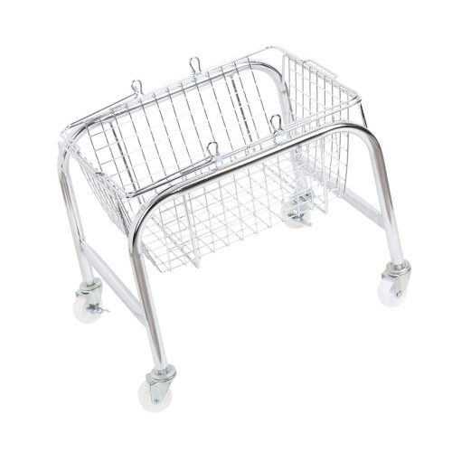 Hand Storage Basket Durable Portable Storage Basket With Plastic Rolling Wheel Anti Rust Sturdy Structure Dormitory Use