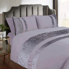(Silver, Super King) Luxury CRUSH Velvet Duvet Cover with Pillow Case Bedding Set - Elegant Comfort for Your Bedroom sets comfy bed duvetcoverset hotel