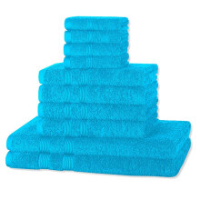 (SKY) A & B TRADERS Bathroom Towels Bale Set 10-Piece 4x Hand, 4x face Cloths, 2x Bath Towels 100% Cotton Quick Dry Soft Absorbent Soft Absorbent
