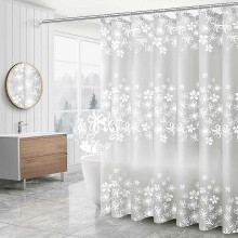 With 12 Hooks, Peva Shower Curtain Floral Mildew Resistant Waterproof Polyester Fabric Shower Curtain (Translucent Pattern, 180x180cm)