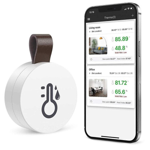 Wireless Thermometer Hygrometer, ORIA Mini Bluetooth 5.0 Humidity Temperature Sensor with Data Export and Alerts