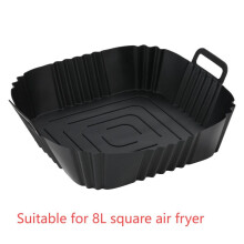 (Signal Black, one-size) Kitchen Accessories, 1 Count Silicone Air Fryer Liner, Non-stick Square Air Fryer Tray with Handle, Easy To Clean, Kitchen Accessories,