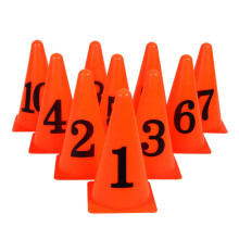 Football Obstacle Marker Cones 10-Pcs PE Material Indoor Outdoor Soccer Basketball Tennis Bright Orange