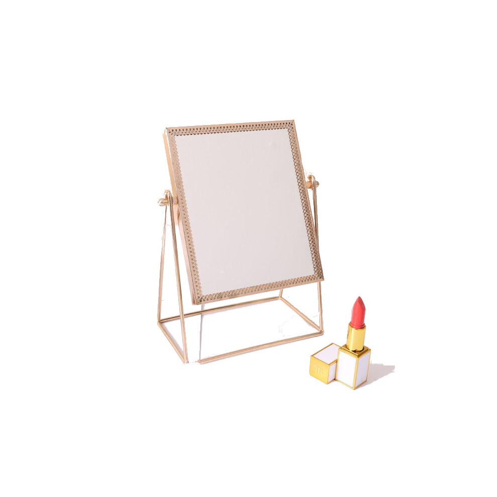 (Rectangle, Rose Gold) Golden Makeup Mirror Home Decor Desktop Table-image-OPC-PDJ2BVK-NEW