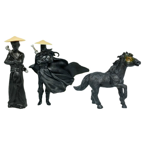 6 pcs samurai statue decor incense holder black 1