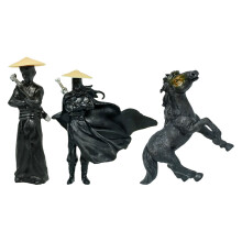 6 pcs samurai statue decor incense holder black