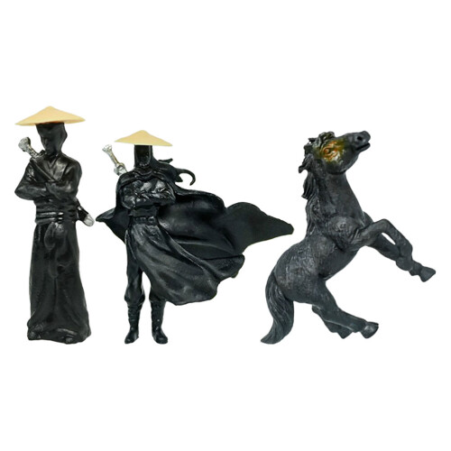 6 pcs samurai statue decor incense holder black