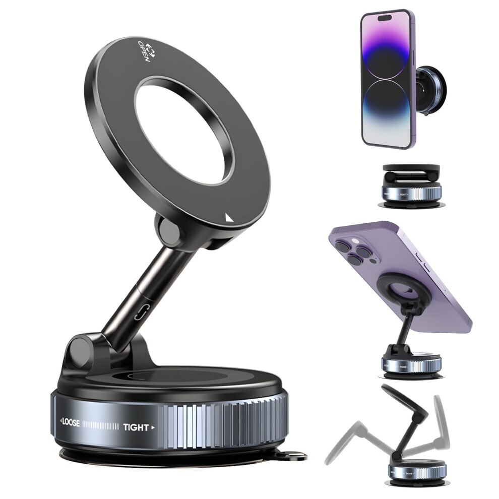 360 Degree Rotary Magnetic Phone Holder Suction Cup Car Mount Universal Magnetic Vacuum Mount For All Phones 9354506837396