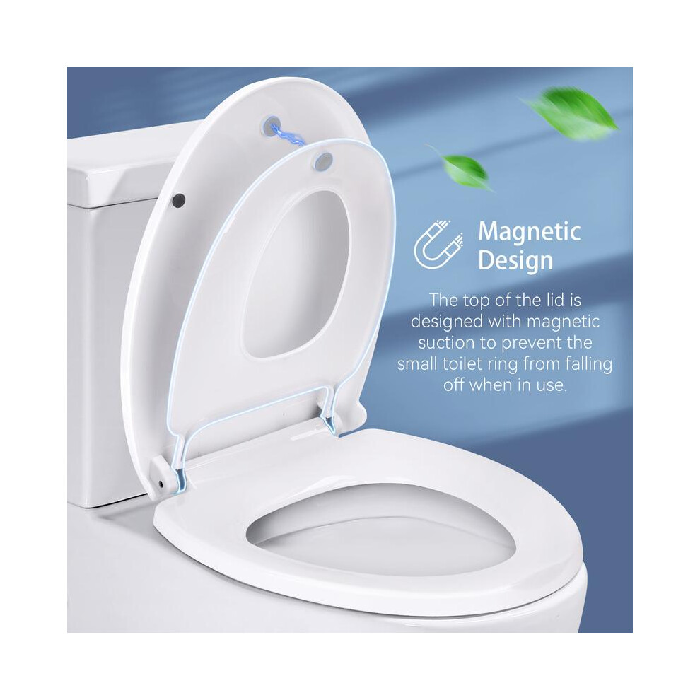 (Default) Crownshop Family Toilet Seat With Built-In Child Seat And Magnetic Lid - Soft Close And 360 Degree Adjustable Hinges 5011832409546