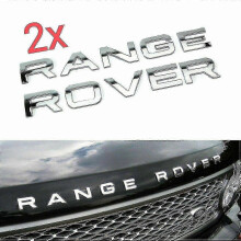 Chrome Range Rover Front Grill Bonnet Badge Emblem Bonnet And Back Boot Lettering Badge (pack Of 2) hwyno.3