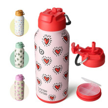 (Heart Beats) BOTTLE BOTTLE Insulated Water Bottle 950ml(32oz) Stainless Steel Sports Water Bottles with Straw Dual use Lid Drink Flask Design for Gym wit