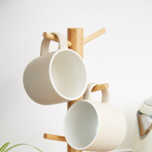 (Default) Mug Tree For 6 Mugs Coffee Tea Cup Storage Eco Friendly Bamboo Plain Essential Kitchen Organiser Lightweight Decor Racks Ceramic 1