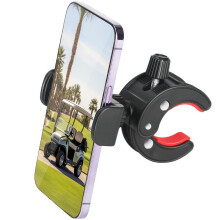 (Black, Golf card phone holder) Golf Cart Phone Holder, 1 Count Adjustable Cell Phone Holder Mount for Golf Cart/Golf Club/Push Cart/Flag Pole, No Shaking Cell Phone Clamp