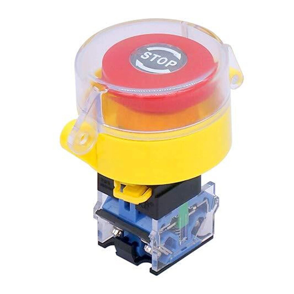 22Mm 1 Nc 1 No Red Mushroom Latching Action Emergency Stop Push Button Switch 10A 440V With Protection Cover 9084446018172