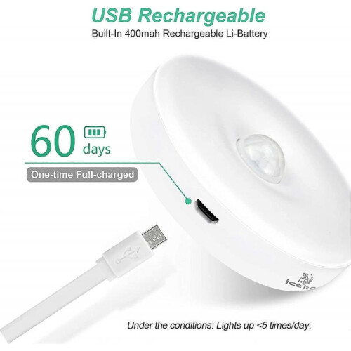 Automatic LED Night LightInterior Motion Sensor LightWireless LED Lights3 Modes (Auto/On/Off) USB Rechargeable Light[Energy Class A+++]3 pieces 2