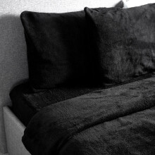 (Silver, King Size (230 x 200cm)) Hibernate Cosy Collection Super Soft Teddy Fleece Duvet & Two Pillow Covers Set - Black