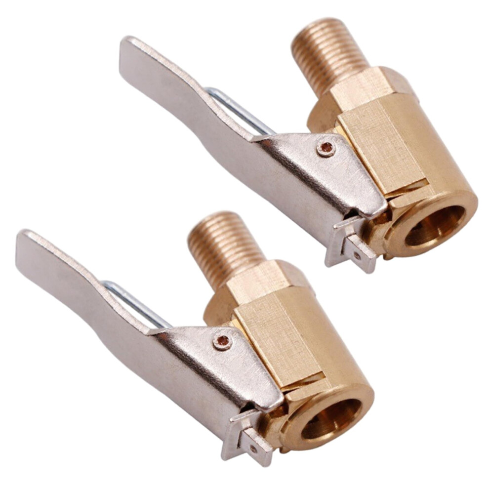 Tire Air Chuck, 2-Piece Brass Clip-On, Locking Quick-Connect, Tire Inflator Nozzle Adapter For Trucks, Rvs, Cars, Bikes 9393856860104