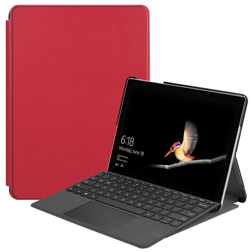 Case For Microsoft Surface Go - Pu Leather Folio Stand Case, Ultra Slim, Surface Go 1-4, Keyboard Not Included Red 9016109987556