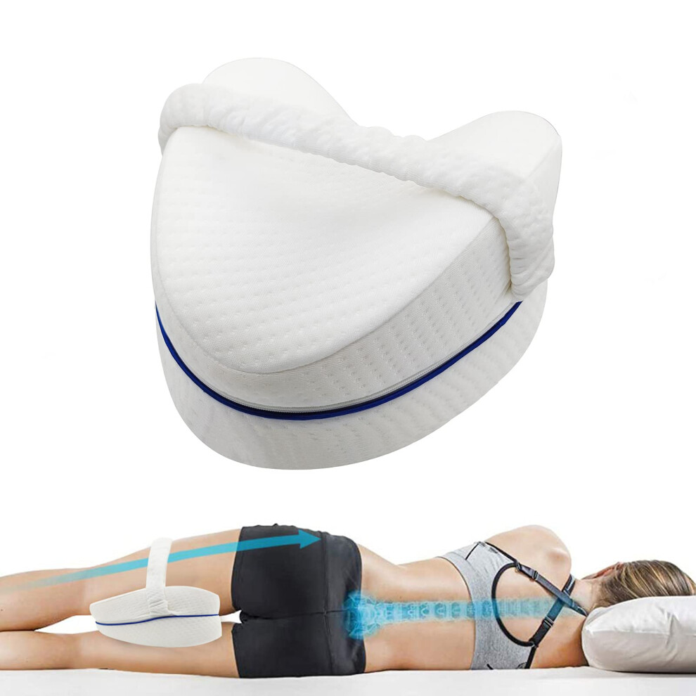 White Ergonomic Knee Pillow For Sleeping On Side Memory Foam Leg Pillow Strap Pregnancy Knee Support For Side Sleepers