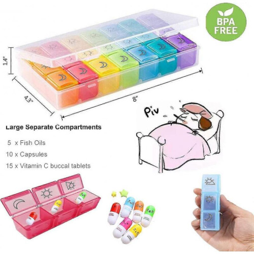 Pill Box 7 Days Bpa Free with A Unique Design And Large Compartments 1