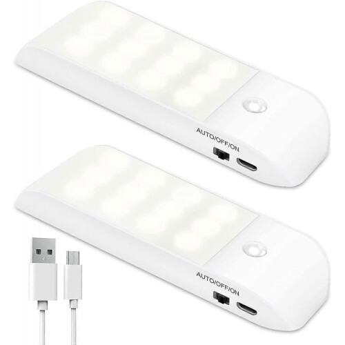 Auto Light, Portable Motion Sensor Light, 3 Mode Night Light 12 LED USB Rechargeable with Magnetic Sticker Warm Light 1