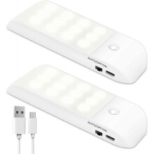 Auto Light, Portable Motion Sensor Light, 3 Mode Night Light 12 LED USB Rechargeable with Magnetic Sticker Warm Light