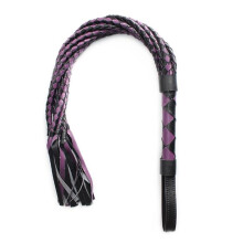 SM Whip Flogger Braided Leather Purple 80 Cm Length, Multi-Strand Bondage Flogger For Couples Cosplay Purple-B