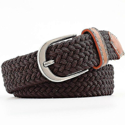 Unisex Elasticated Webbing Braided Trim Stretch Canvas Buckle Belt, 110cm