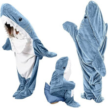 Shark Blanket Onesie For Adults And Kids Cozy Flannel Shark Hoodie Costume Sleeping Bag Size 159-168 Cm